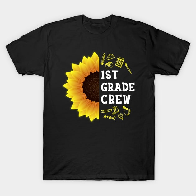 First grade Crew Shirt First Day Preschool Back to School Sunflower Gift T-Shirt by hardyhtud